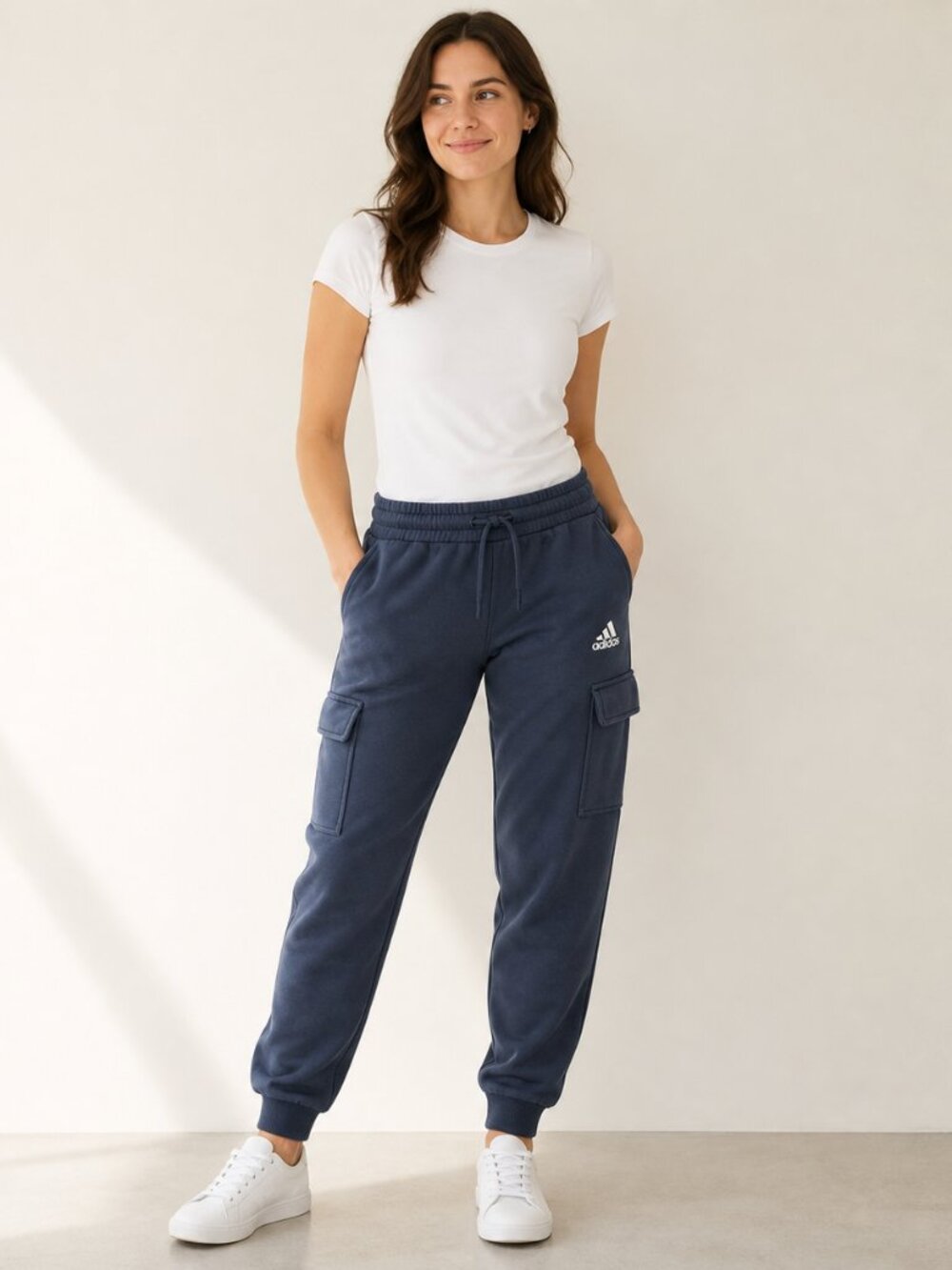 Adidas Charcoal Fleece Cargo Joggers Sweatpants Size M